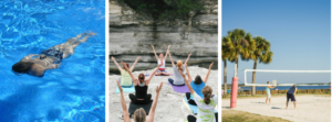 Hilft gegen das schlechte Gewissen im Urlaub - Schwimmen, Yoga & Beachvolleyball!