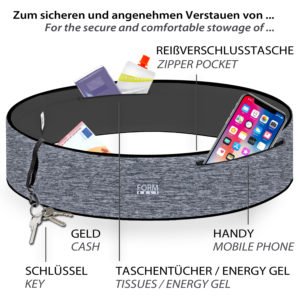 Laufguertel Bauchtasche Formbelt Plus grau melliert 02